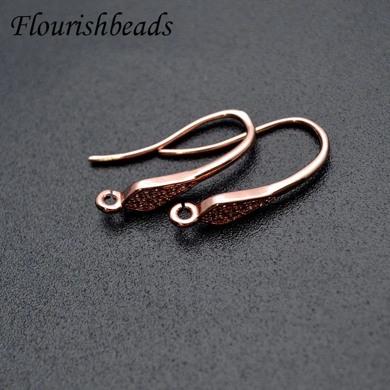 High Quality CZ Beads Paved  Nickle Free Setting Rhombus Shape Metal Copper Earring Hooks DIY Jewelry Findings 30pc/lot