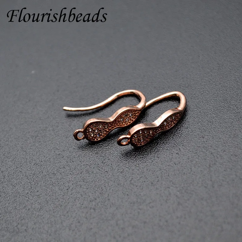 Various Color Nickle Free Anti Rust Zircon Beads Paved Gourd Shape Earring Hooks for DIY Jewelry Making Supplier 20pcs/lot