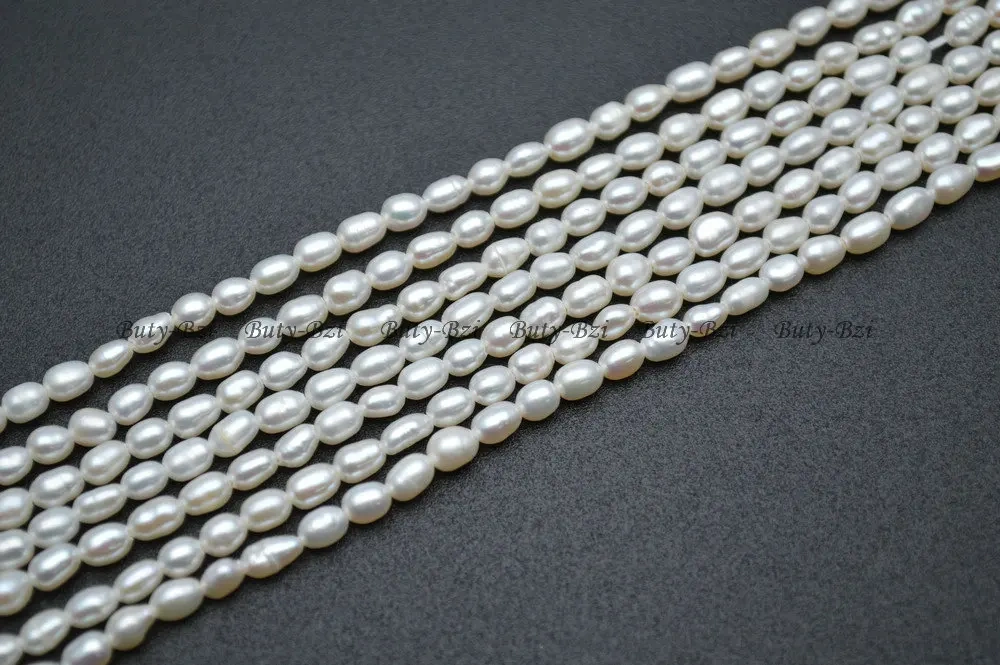 Natural White Fresh Water Pearl 3x5mm~4x6mm Rice Loose Beads DIY Jewelry Making Supplies