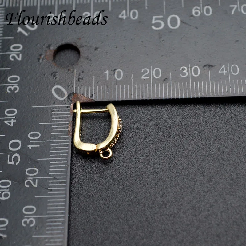 30pcs Multi-row Zircon CZ Beads Paved Real Gold Rhodium Plating Earring Hooks for DIY High Quality Jewelry Making Supplier