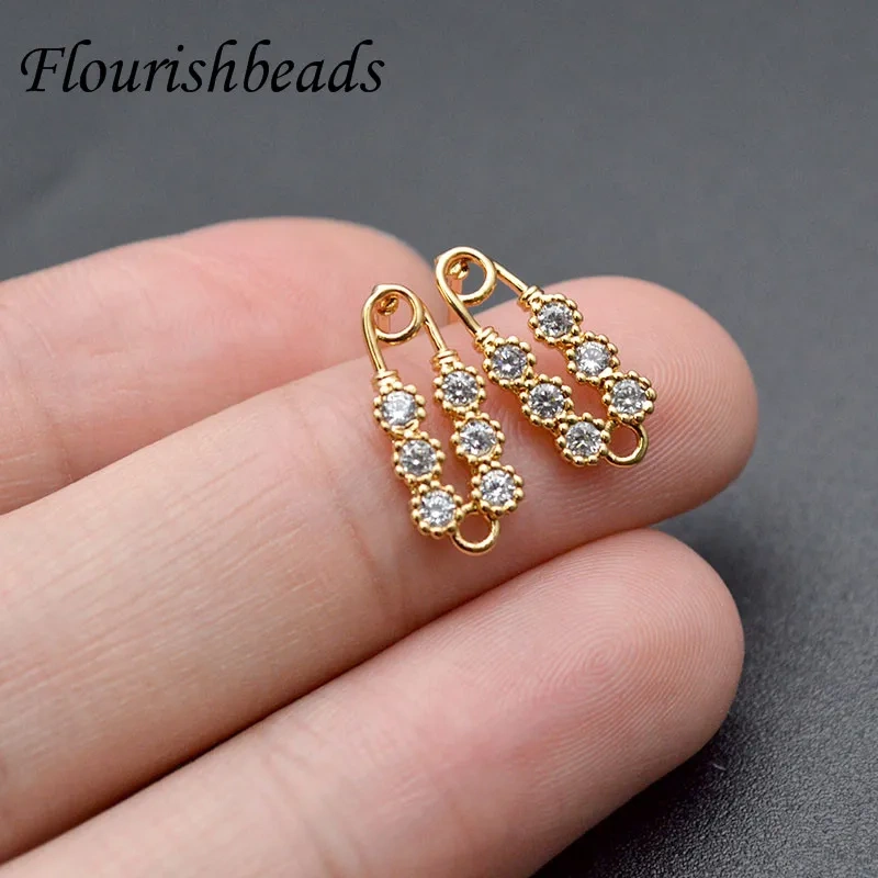 30pc High Quality Double CZ Zircon Beads Paved Real Gold Plating Earring Hooks Diy for Jewelry Making Accessories
