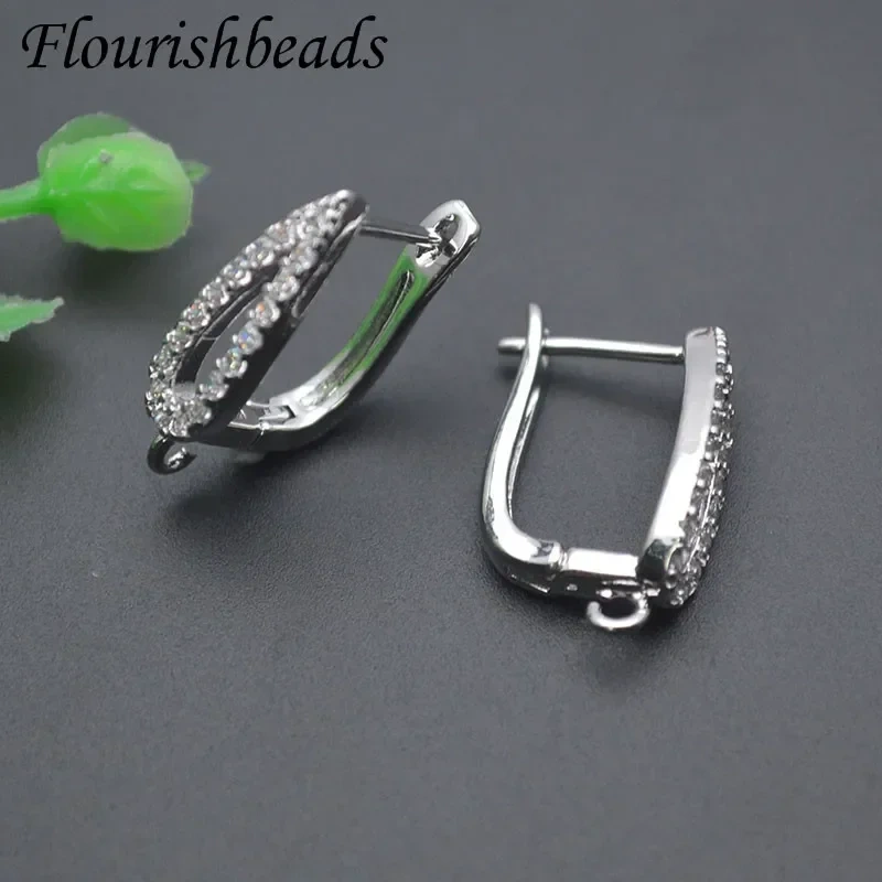 New Good Quality Silver Color Paved CZ Beads Shvenzy Earring Hooks Clasp for DIY Jewelry Making Accessories 30pcs/lot