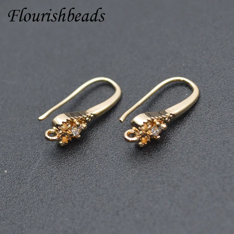 Various Styles Gold Plated Paved CZ Beads  Ear Wire Earring Hooks for DIY Jewelry Making 50pcs/lot