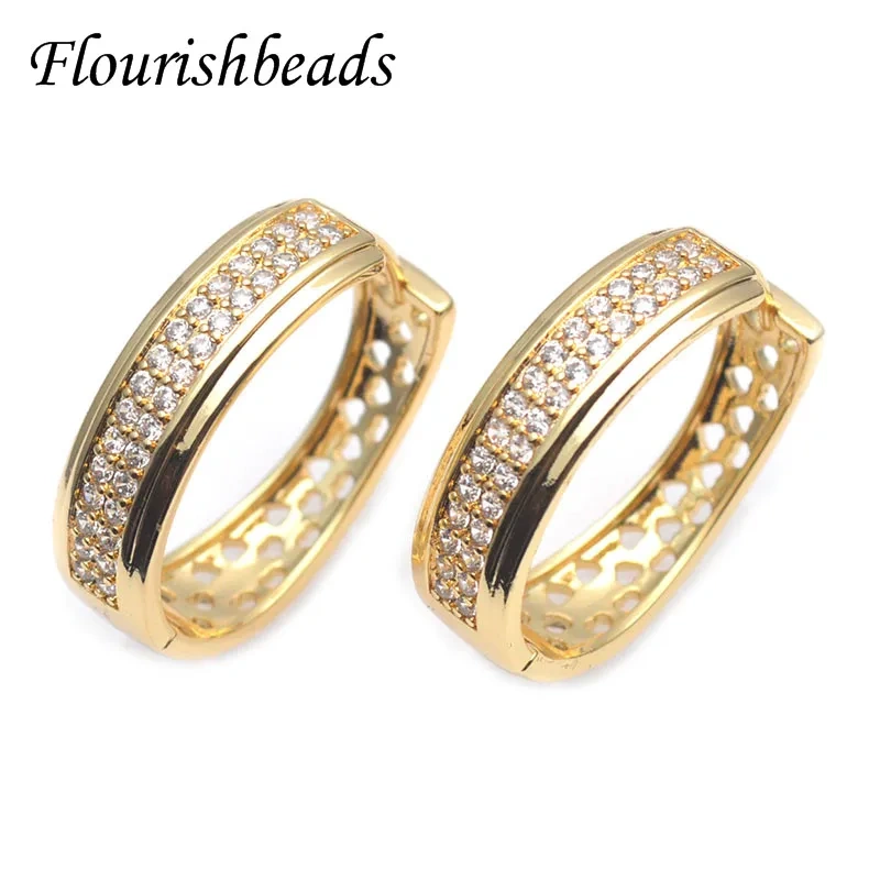 Luxury Classic Gold Plated Earring Hook Shvenzy Ear Wire CZ Beads Paved Nickel Free Women Handmade DIY Accessories 10pcs/lot