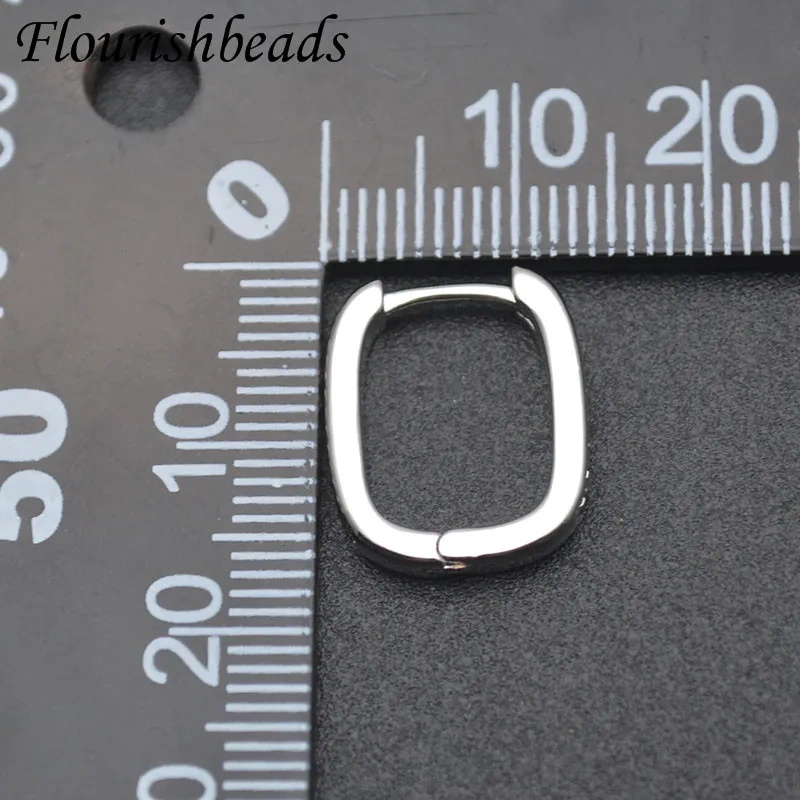 14x17mm Luxury Gold Plated Smooth CZ Beads Paved Arch Rectangle Hoop Earrings Jewelry Findings 30pcs/lot