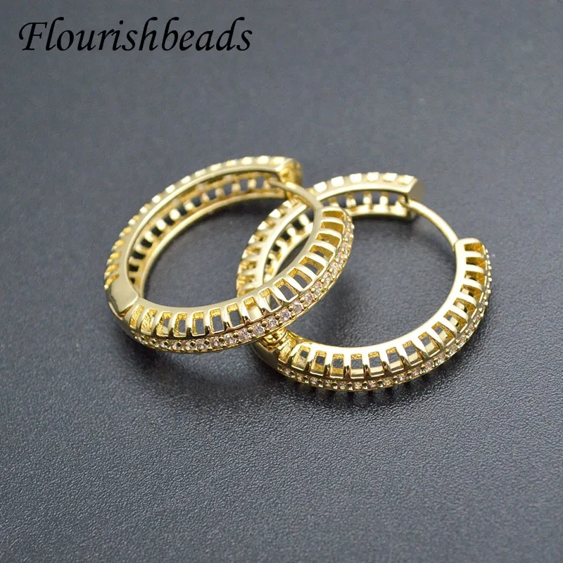 28x30mm Fashion Jewelry Neckel Free Gold Color Circle Round Hoop Earrings for Women Girls Trendy Metal Accessories