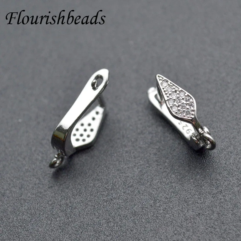 Nickel Free Gold Plating CZ Beads Pave Setting Rhombus Shape Metal Copper Earring Hooks for Jewelry Making Design 30pcs