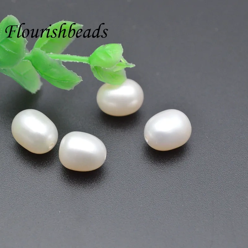8x10mm Natural Freshwater Pearls rice shape loose beads Half Drilled Hole Loose Beads For Jewelry Making DIY earring Necklace