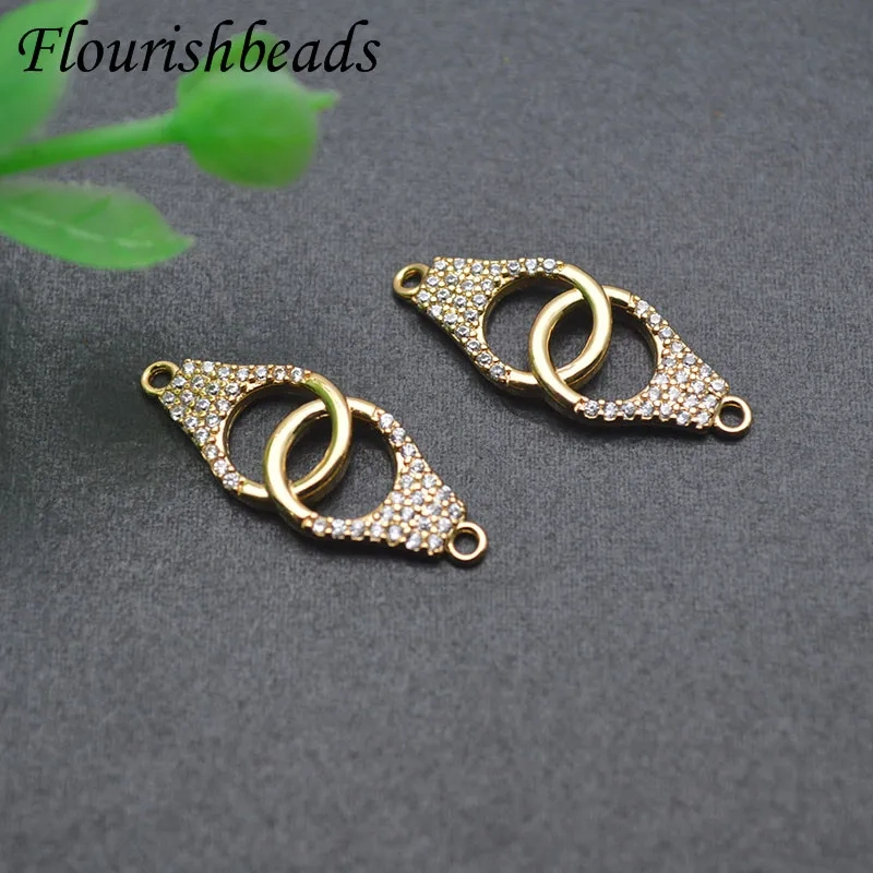 10x25mm New Paved CZ Beads Gold Color Handcuff Shape Connector Handmade DIY Jewelry Making Findings