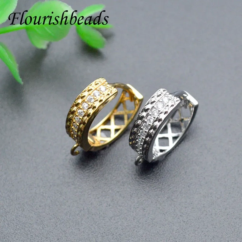 Jewelry Findings Gold Color Paved CZ Beads Shvenzy Round Earring Hooks Clasp DIY Jewelry Making Accessories 30pcs/lot