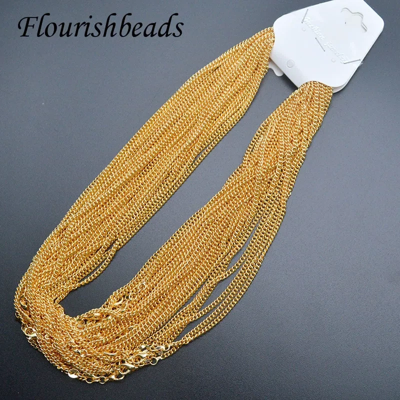 3mm Width Nickel Free Real Gold Link Chain In Bulk for Women Necklace DIY Jewelry Making Chains Supplies Wholesale 30pcs Per Lot