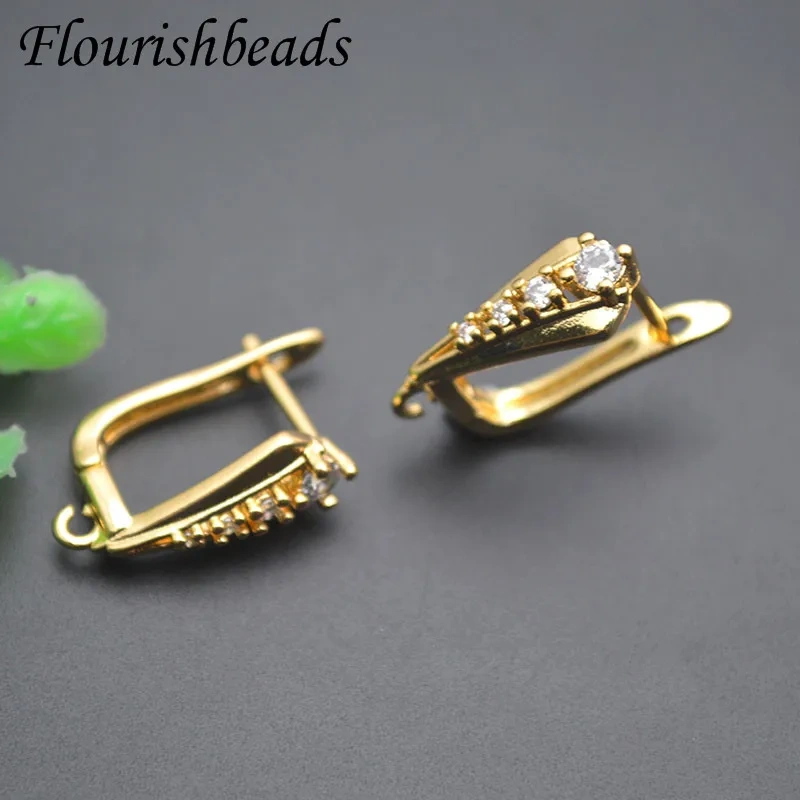 New Arrived 18k Gold Plated Women Handmade DIY Earring Accessories Copper Earring Hooks Clasp Supplies 30pcs/lot