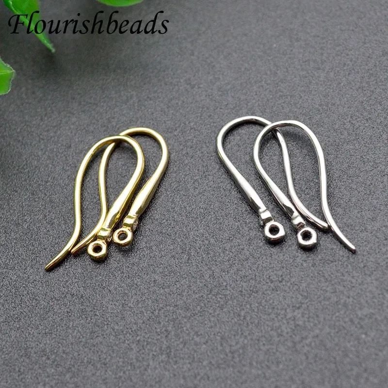 50pcs/lot High Quality Nickle Free Anti-rust Real Gold  Plated Fishwire Earring Hooks Metal Jewelry Findings Accessories