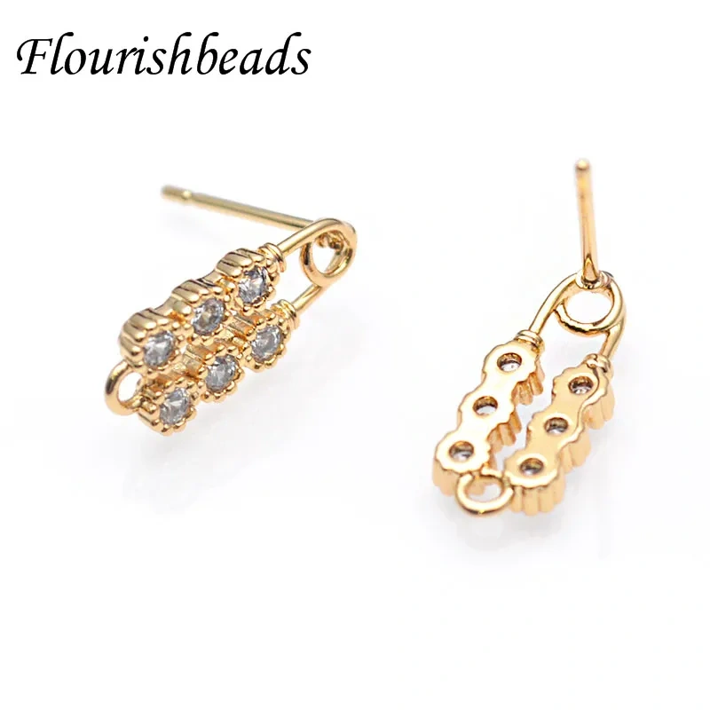 30pc High Quality Double CZ Zircon Beads Paved Real Gold Plating Earring Hooks Diy for Jewelry Making Accessories