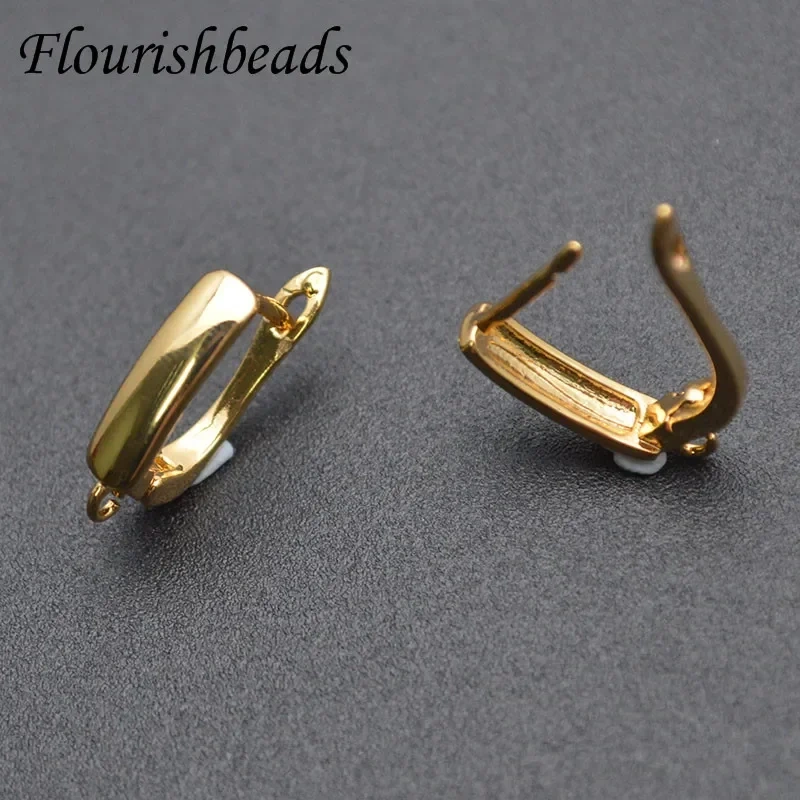 New Arrived High Quality Nickle Free Anti-rust Real Gold Plating Metal Rectangle Earring Hooks Jewelry Findings 30pc Per Lot