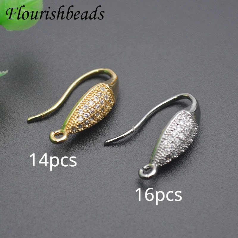 Paved Multi Row CZ Beads Simple Fashion Earrings with Hoop Ear Wire 18k Gold Accessories for DIY Jewelry Making 30pcs/lot