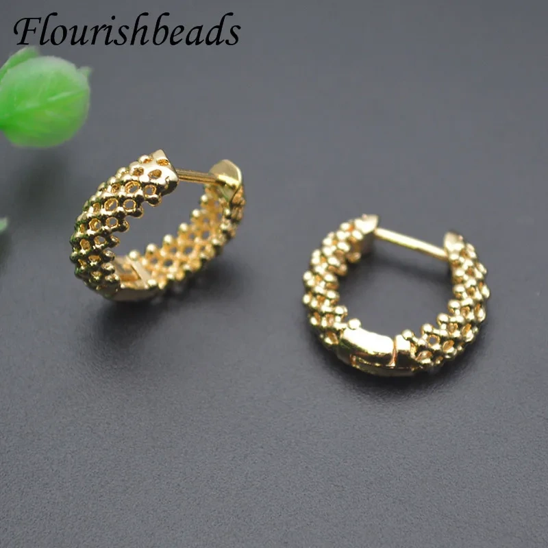 15mm New Style Copper Gold Plated Round Shape Earrings Women Girl Party Fashion Jewelry Supplies 30pcs