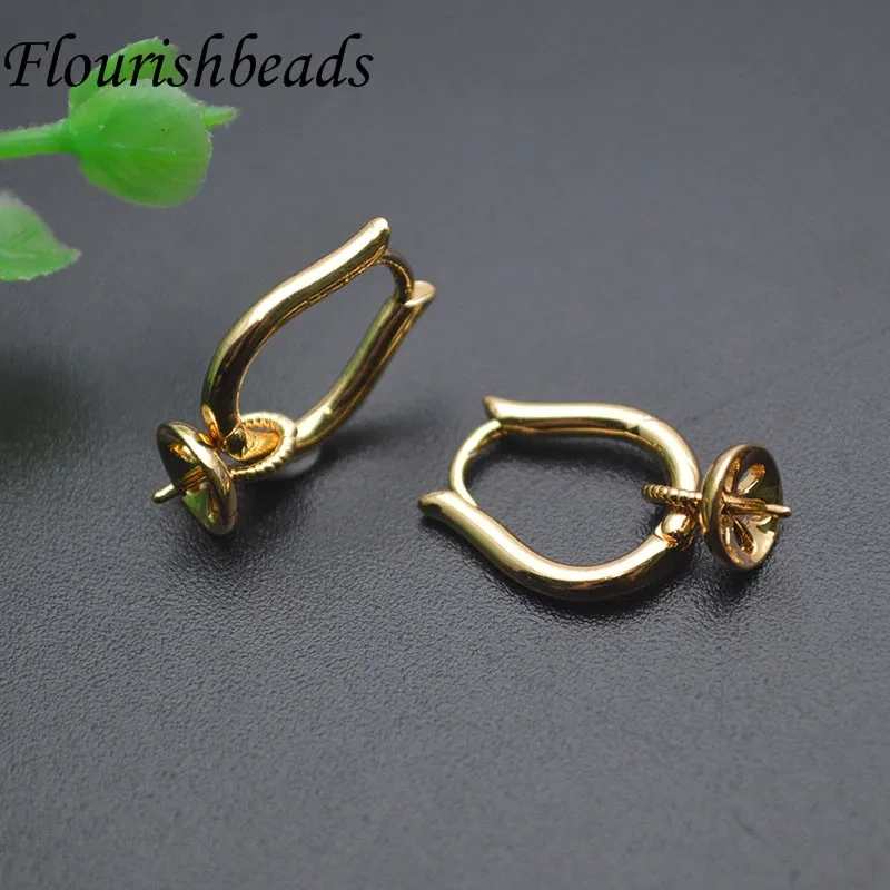 Gold Color Nickel Free Jewelry Findings Accessories Pin Earring Hooks Fit Half Hole Beads DIY Earrings