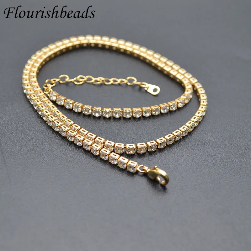 50cm Fashion Nickel-free Gold Plating Hip Hop Necklace CZ Paved Tennis Chain For Men Women Jewlery Gift  Wholesale