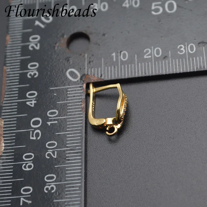 Nickle Free Anti-fading Multi Color Anti Rust Metal Gold Plating CZ Paved Earring Hooks for Jewelry Finding 30pcs Per Lot