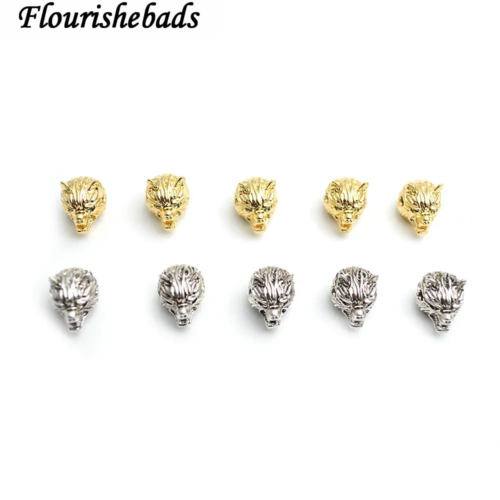 Anti-rust New Design 10x14mm Metal Copper Leopard Head Spacer Loose Beads Bracelet Charms Fit Jewelry Making