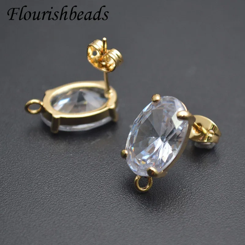 30pcs/lot High Quality Faceted Cubic Zirconia Crystal  Earring Stud for Women Party Wedding Earrings Gift Fashion Jewelry