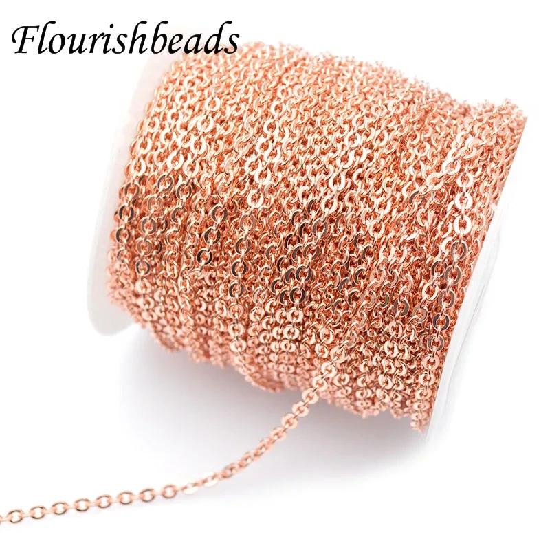 100m High Quality Rose Gold Color Small Size 2~3mm Tiny Copper Necklace Chains Fashion DIY Jewelry Making Supplies
