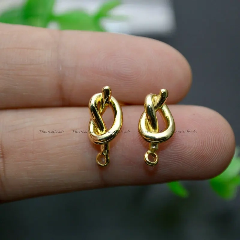 Hot-selling Unique Design Real Gold Plated Twisty Metal Ear Stud Brass Trendy Jewelry Findings Earrings DIY Meterials 30pcs