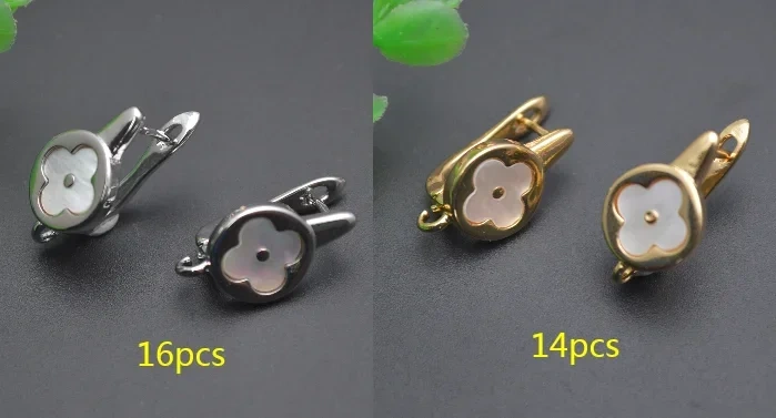 Real Gold Plated Nickel Free Flower Shape Earring Hooks Clasp Mother of Shell Jewelry Findings for DIY Women Earrings 30pcs/lot