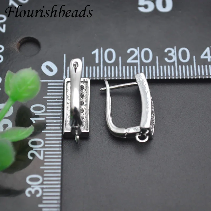 Jewelry Findings Anti Fading Basic Earwire Schwenzy Paved CZ Beads Earring Hooks for Women DIY Dangle Earrings Making 30pcs/lot