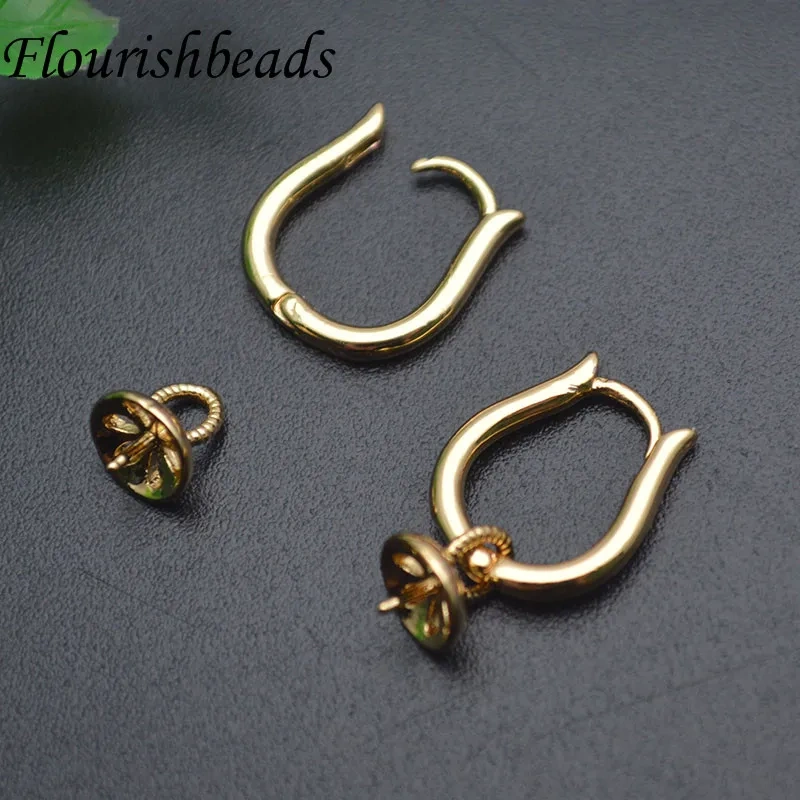 Gold Color Nickel Free Jewelry Findings Accessories Pin Earring Hooks Fit Half Hole Beads DIY Earrings