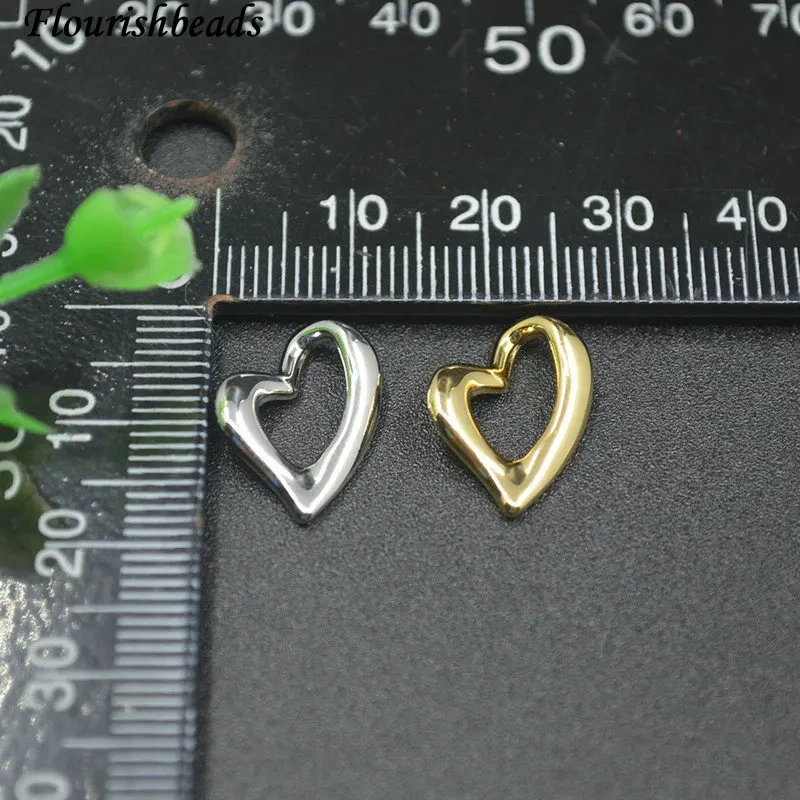 30pcs/lot Jewelry Findings Anti Fading Smooth Asymmetrical Love Heart Charms DIY Earrings Necklace Accessories