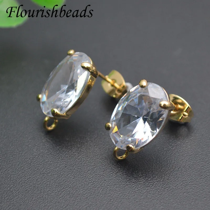 30pcs/lot High Quality Faceted Cubic Zirconia Crystal  Earring Stud for Women Party Wedding Earrings Gift Fashion Jewelry