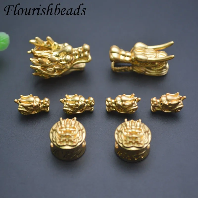 Wholesale 30pcs/lot Metal Lucky Dragon Beads Gold Plated Charms Loose Bead Jewelry Making DIY Bracelets Necklace Accessory