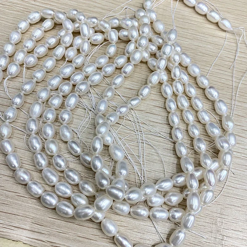 7X10mm White Fresh Water Pearl Rice Tube Barrel Loose Beads