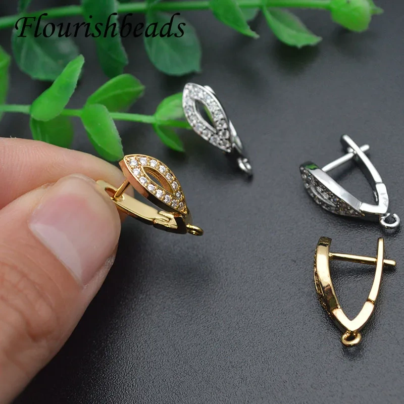 30pcs Cubic Zirconia Real Gold Color Brass Earring Hooks Earwire Accessories for Women Handmade DIY Juewelry Making Supplier