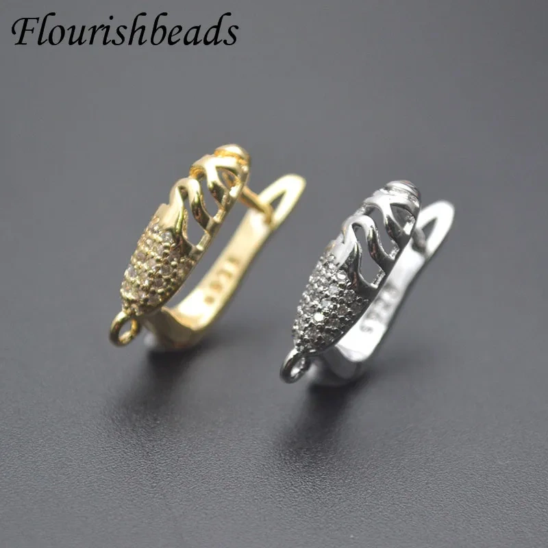 Copper Gold Plated Paved CZ Beads 18k Earring Hooks Shvenzy Ear Wire for DIY Jewelry Earrings Accessories 30pcs/lot