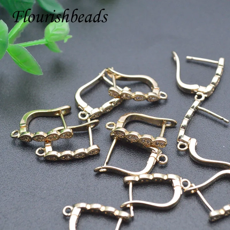 12x18mm High Quality Anti Fading CZ Beads Paved Earring Hooks for DIY Jewey Making Supplier 30pcs/lot