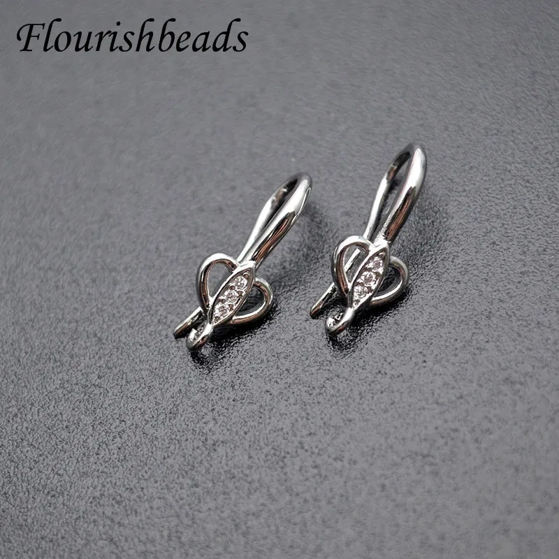 Real Gold Plating Heart Shape CZ Beads Paved Earring Hooks Accessories Open Jump Rings Jewelry Making Kit for DIY Earring 20pcs