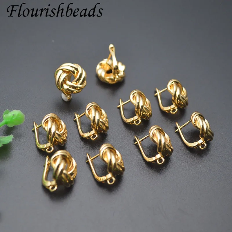 13x15m Metal Copper Gold Plated Twist Earring Hooks for Handmade DIY Fashion Jewelry Making Accessories Supplies
