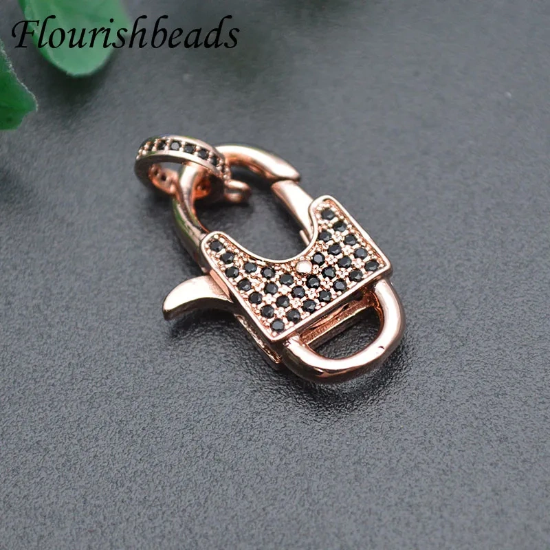 5pcs CZ Beads Paved Spring Clasps Copper Connectors Jewelry Making Supplies for DIY Bracelet Necklaces Hand Made Accessories