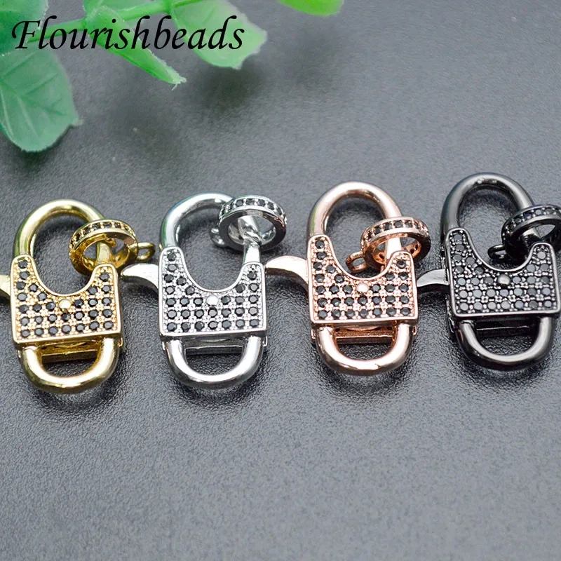 5pcs CZ Beads Paved Spring Clasps Copper Connectors Jewelry Making Supplies for DIY Bracelet Necklaces Hand Made Accessories