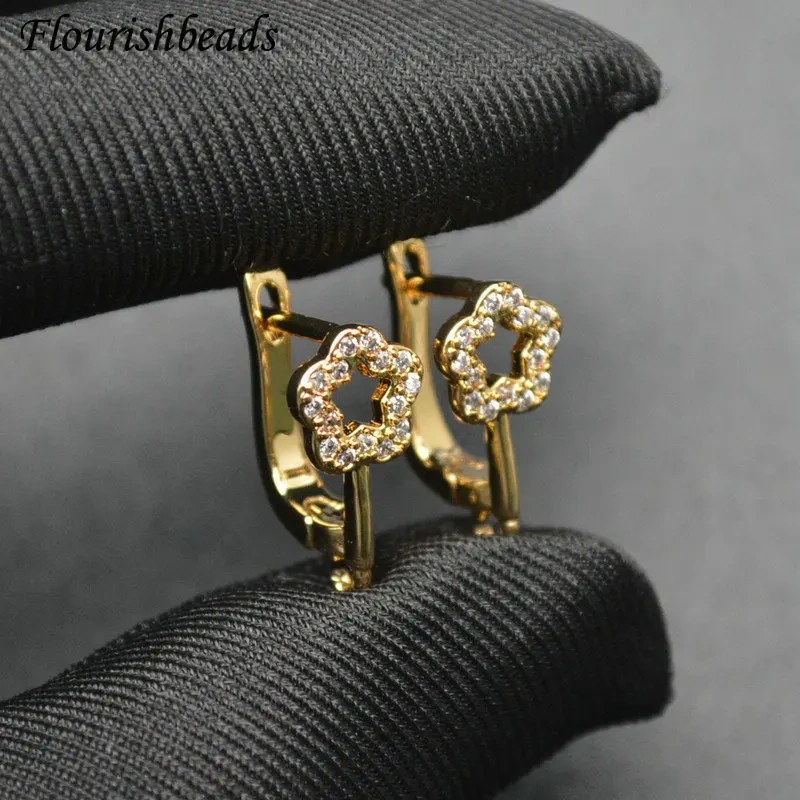 30pc Flower Shape Nickle Free Anti-Fading Gold Color Metal Brass Earring Hooks Jewelry Findings