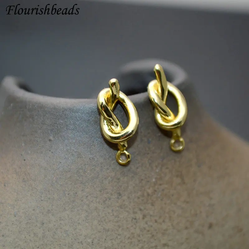 Hot-selling Unique Design Real Gold Plated Twisty Metal Ear Stud Brass Trendy Jewelry Findings Earrings DIY Meterials 30pcs