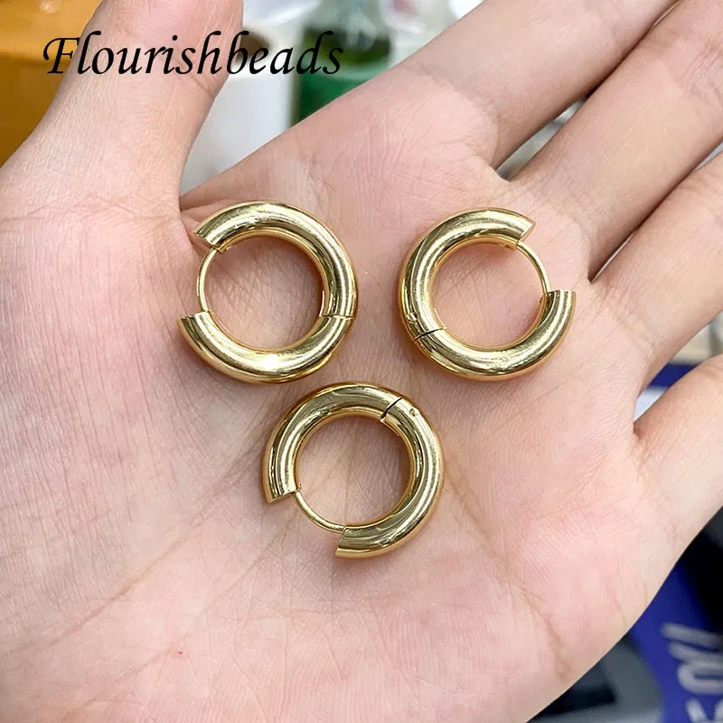 Luxury High Quality Stainless Steel Real Gold Plated Smooth 20mm Circle Earring Hoops for Fashion Girl Earrings Gift 20pcs/lot