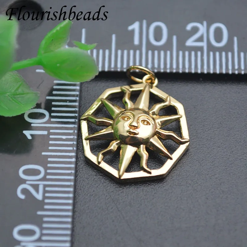 Jewelry Findings 18x20mm Nickel Free Real Gold Plated Sun Shape Charms 1 Hole Necklace Pendant for DIY Earrings