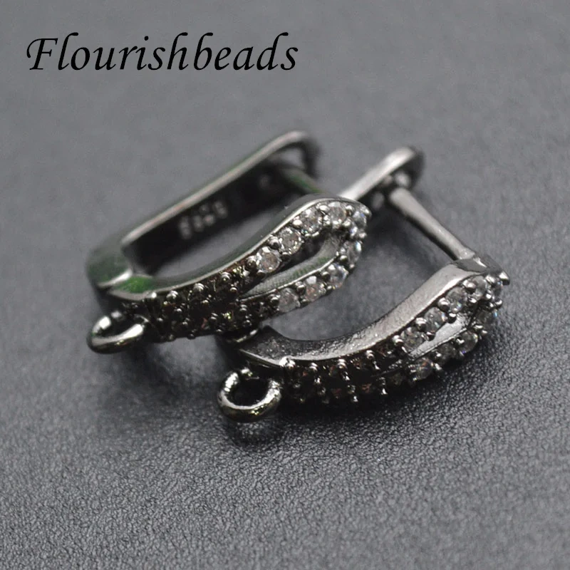 30pcs/lot 4 Colors Anti Fade Nickel Free CZ Beads Paved Earring Hooks for High Quality Jewelry Making Supplier