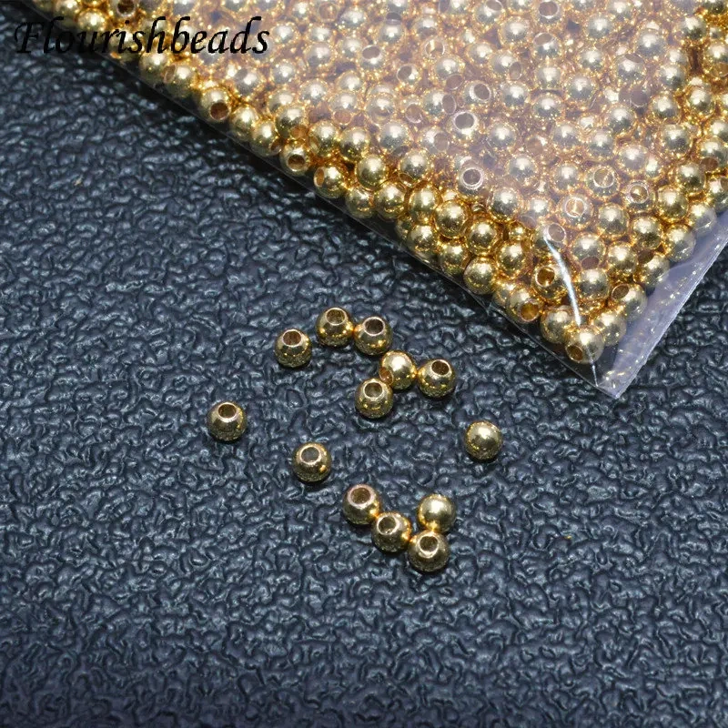 2000pcs/bag Real Gold Plating Metal Beads 2mm Round Beads for DIY Jewelry Making Components