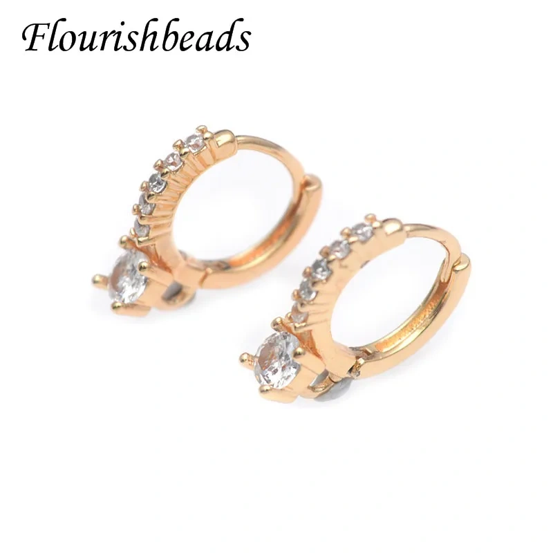 13x15mm Nickel Free Paved CZ Beads Round Earring Hooks DIY Jewelry Findings Parts  for Woman Ear Handmade 20pcs/lot