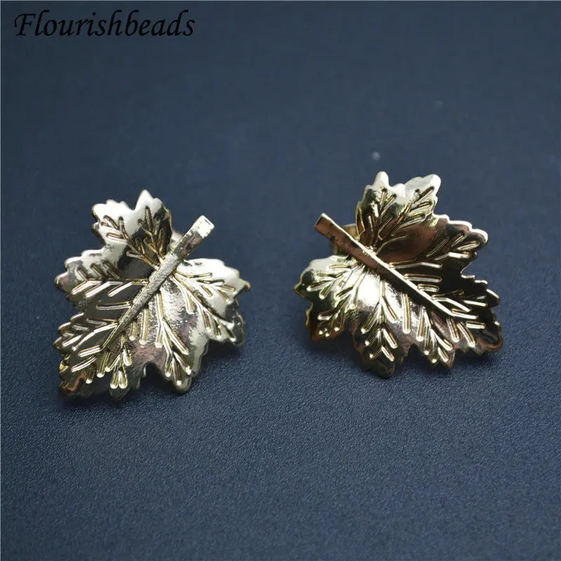 High Quality Gold Color Maple Leaf Shape Metal Ear Stud Brass Fashion Jewelry Findings Earrings DIY Stuff 30pcs
